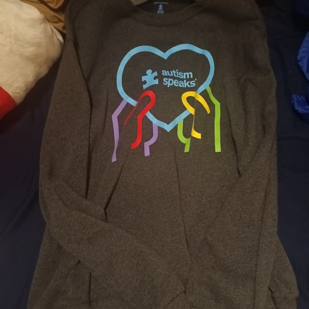 Gray Autism Speaks Women's Crew Neck Sweater--Being Sold By My Autistic Son